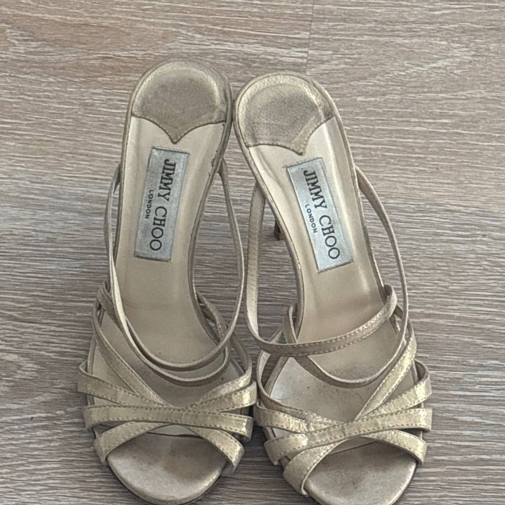 Jimmy Choo Metallic Gold Strappy Heels